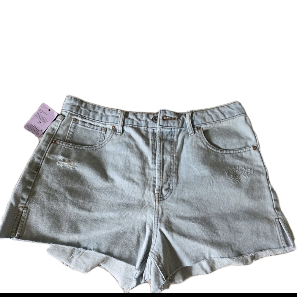 New Light Blue Denim Shorts Distressed Size 12